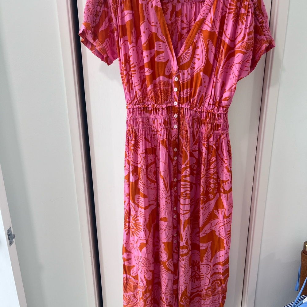 Pink and Orange Patterned Women's Dress